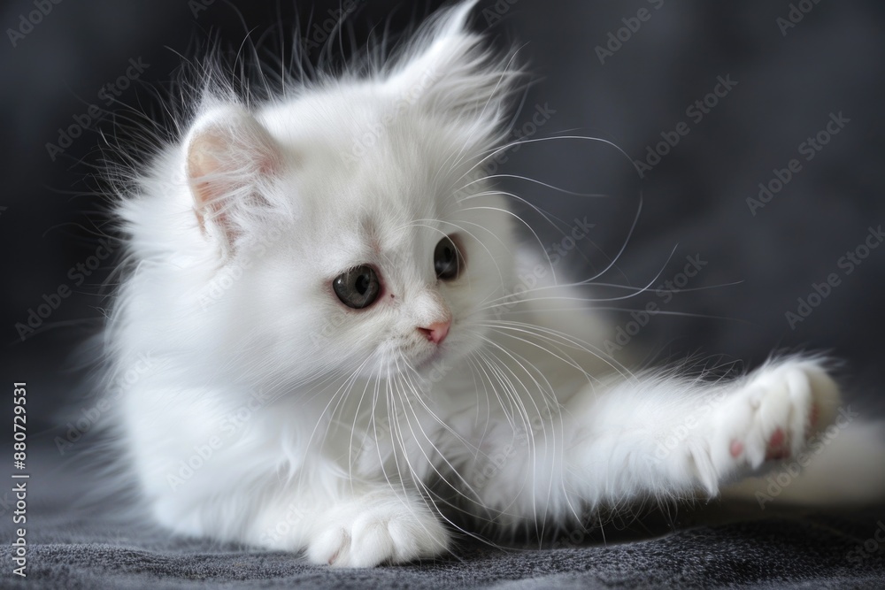 White Cat. Fluffy Kitten with Sweet Muzzle and Cute Paws White Cat. Fluffy Kitten with Sweet Muzzle and Cute Paws