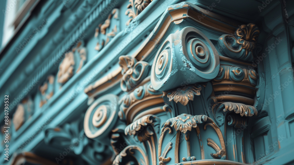 Fototapeta premium A detailed close-up of an ornate Victorian-style building with decorative elements