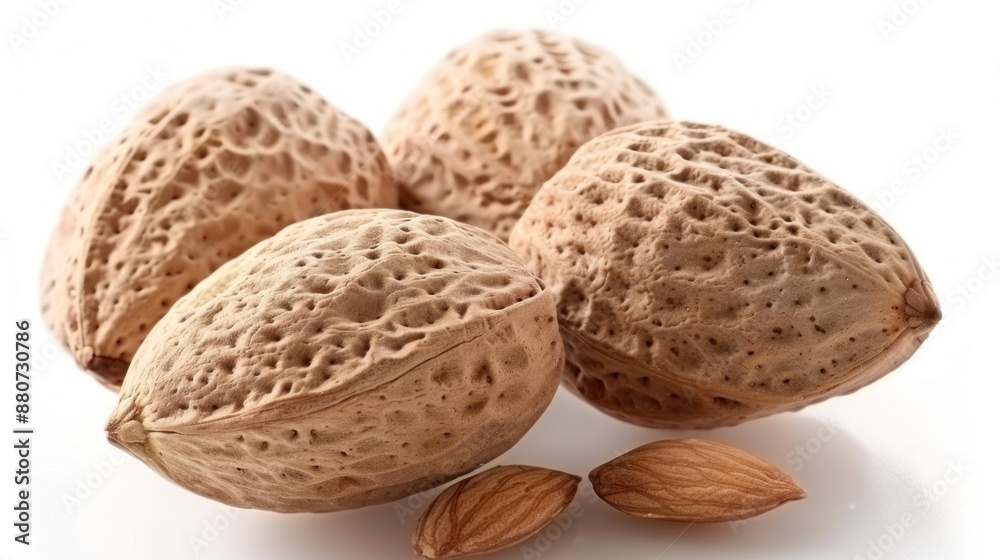 Long‑peduncled Almond fruit on white background Long‑peduncled Almond fruit on white background