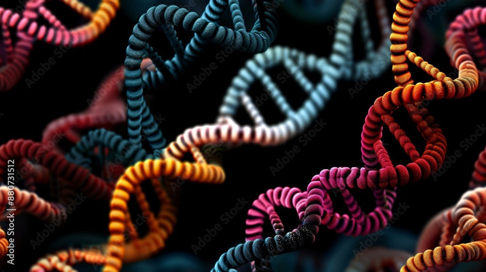 Fototapeta premium Seamless DNA Strands Pattern for Genetics and Biology Education