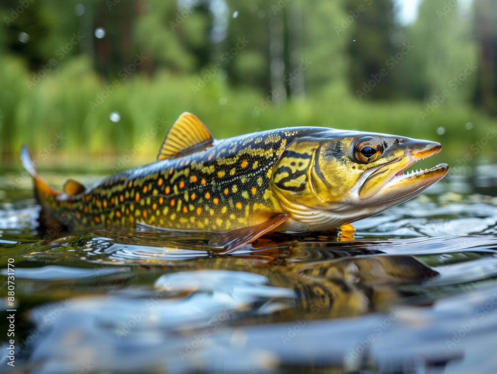 Fototapeta premium Brook Trout Swimming in a Forest Stream
