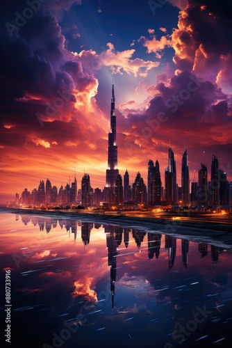 Dubai's dream sky When buildings become fantasy, challenging reality and inspiri, generative IA © JONATAS