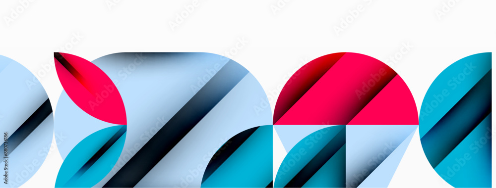 Circle, square and flower petal geometric background. Round shapes composition for wallpaper, banner, background or landing Circle, square and flower petal geometric background. Round shapes composition for wallpaper, banner, background or landing