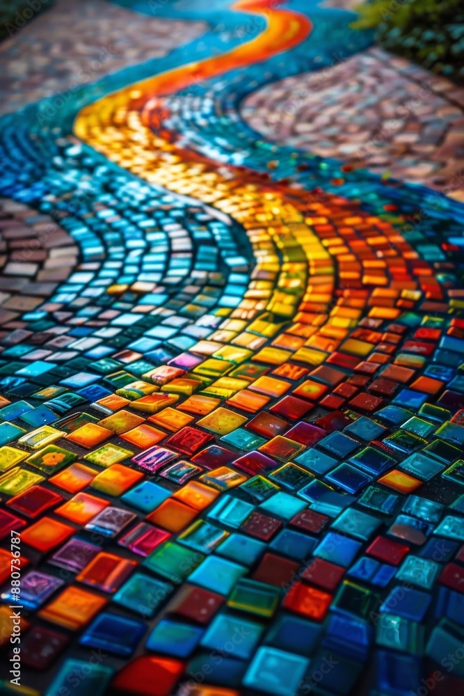 Path to Success. A winding path made from small colorful bricks leading towards a goal or finish line, symbolizing the journey toward achieving success. Path to Success. A winding path made from small colorful bricks leading towards a goal or finish line, symbolizing the journey toward achieving success.