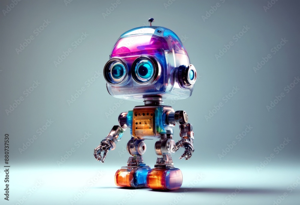 robot character design transparent one made background colorful kids toy eyed 3d three-dimensional colourful children fun playful technology android