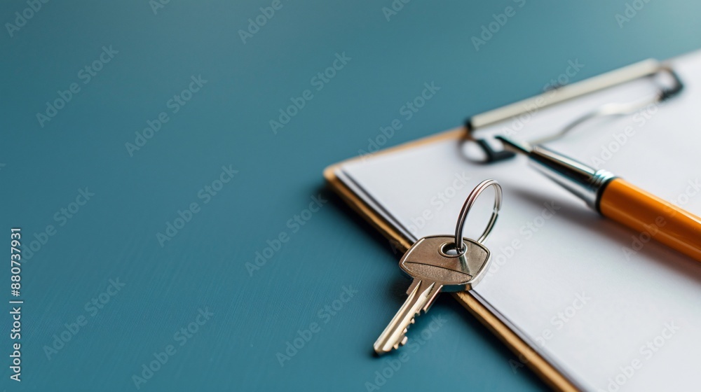Essential Real Estate Documents Key and Property Paperwork on Clean Desk