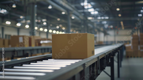 Conveyor Belt with Packages at Distribution Center © Erzsbet