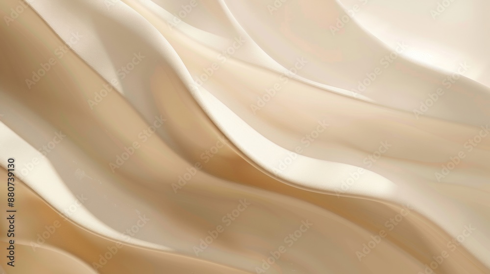 Obraz premium Close-Up of Soft, Smooth, Draped Fabric in Creamy Beige and White Tones