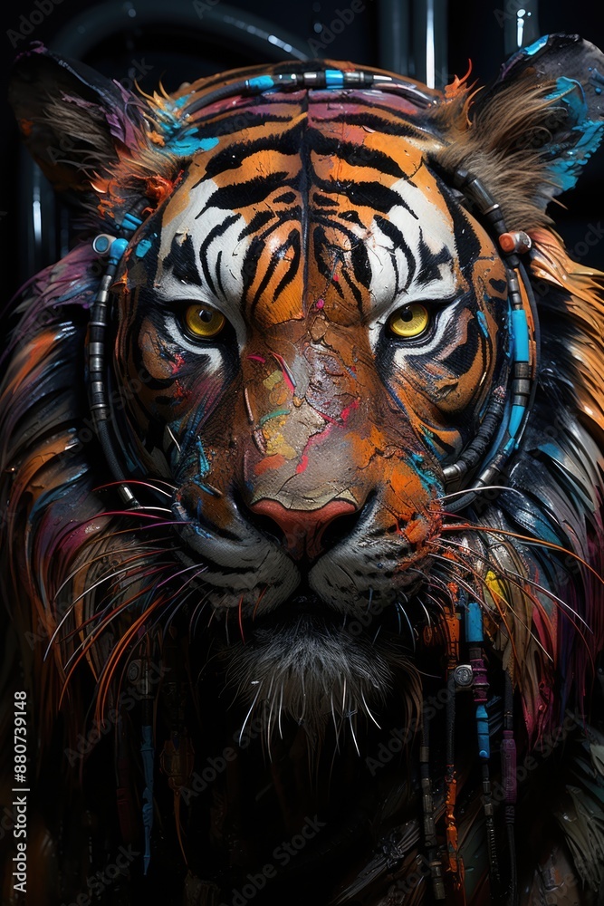 Night Party an expressionist portrait of vibrant intense and brushstrokes at the, generative IA
