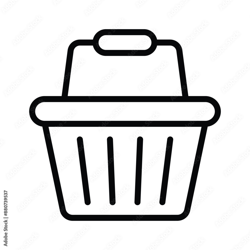 A simple icon representing a shopping basket with a handle on top A simple icon representing a shopping basket with a handle on top