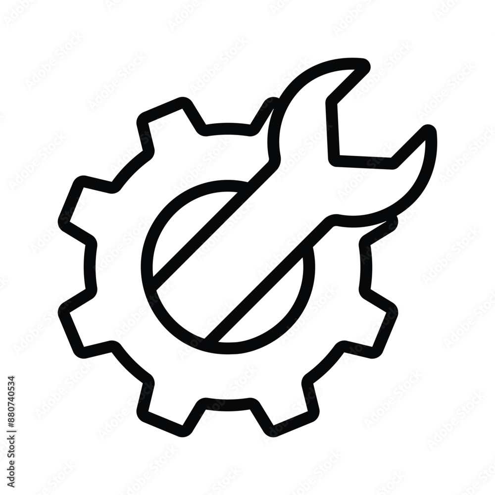 Spanner with cogwheel showing concept icon of technical settings Spanner with cogwheel showing concept icon of technical settings