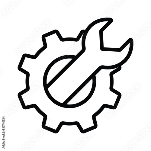 Spanner with cogwheel showing concept icon of technical settings