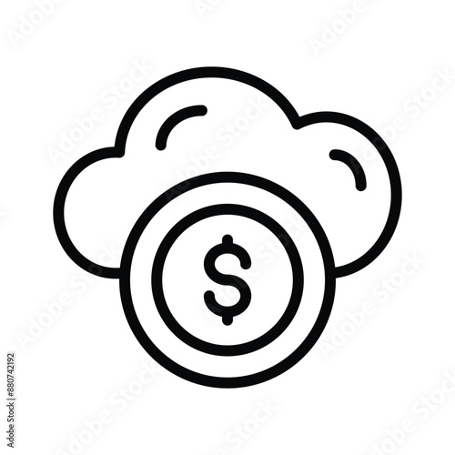 Dollar coin with cloud showing concept icon of passive income, ready to use vector