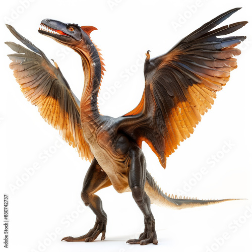 A striking Ornithocheirus with its large wings and sharp beak, appearing ready to fish, isolated on white background. photo