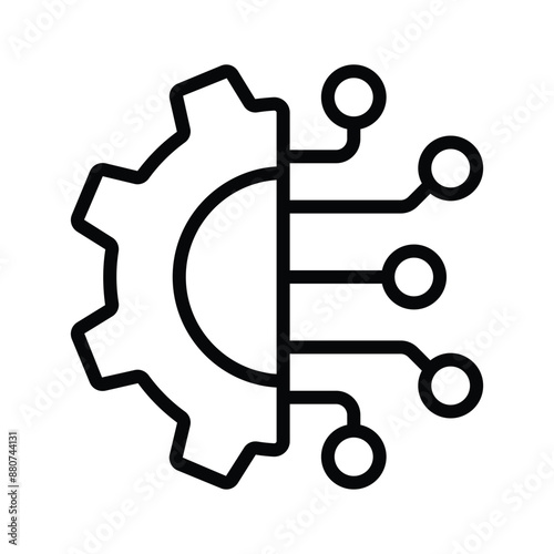 A hybrid icon symbolizing the fusion of technology and mechanical systems