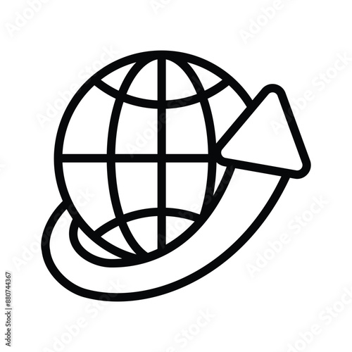 A globe with an arrow symbolizing worldwide connection and communication