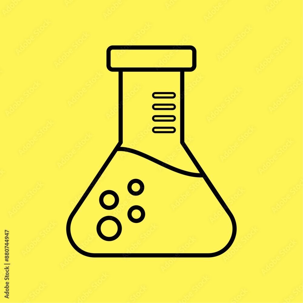 simple chemical test tube icon, line vector isolated on yellow background. trendy and modern design simple chemical test tube icon, line vector isolated on yellow background. trendy and modern design