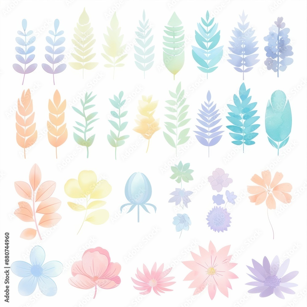 Fototapeta premium Boho elements watercolor clipart pastel
