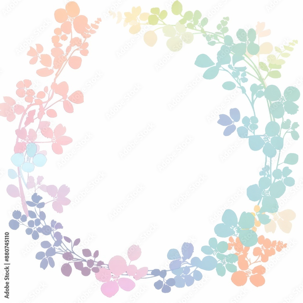 Naklejka premium Watercolor style various frame clipart cartoon flowers pastel