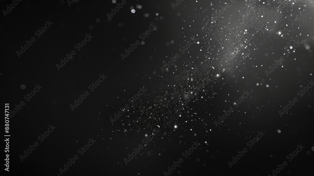 Fototapeta premium Abstract White Particles Floating In Black Background