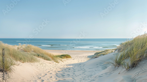 Dune beach panorama in summer 