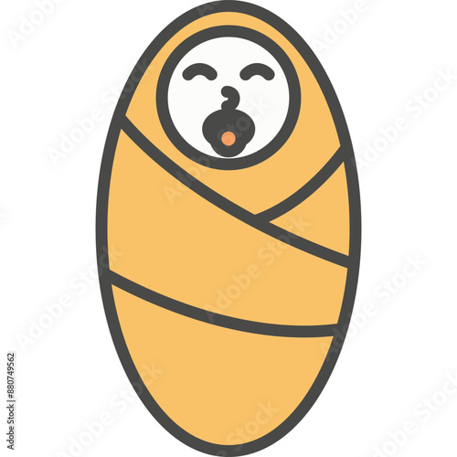 Swaddled newborn baby vector icon