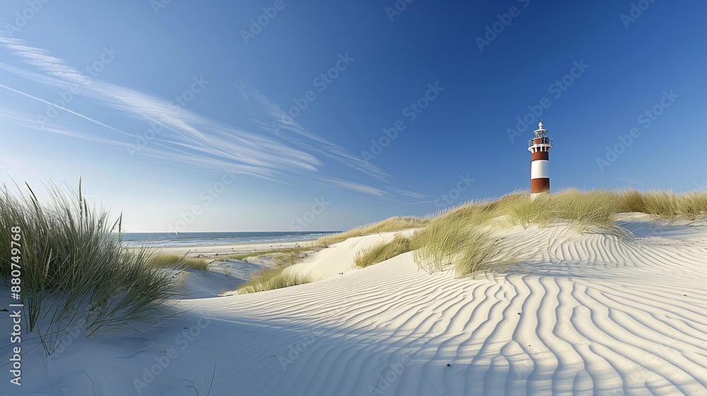 List Ost Lighthouse at the dune beach, Sylt, Schleswig-Holstein 