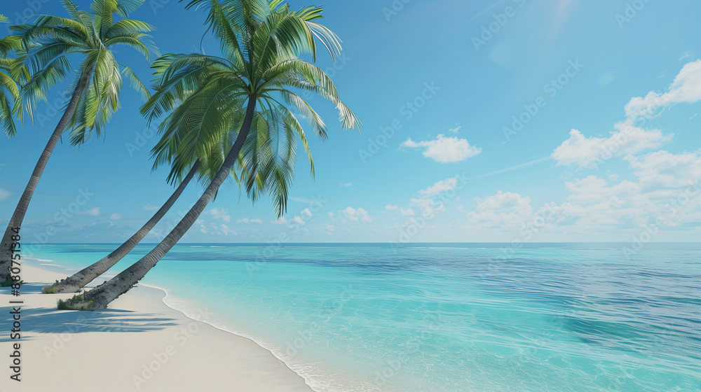 Palm trees on the beach on a tropical island Palm trees on the beach on a tropical island