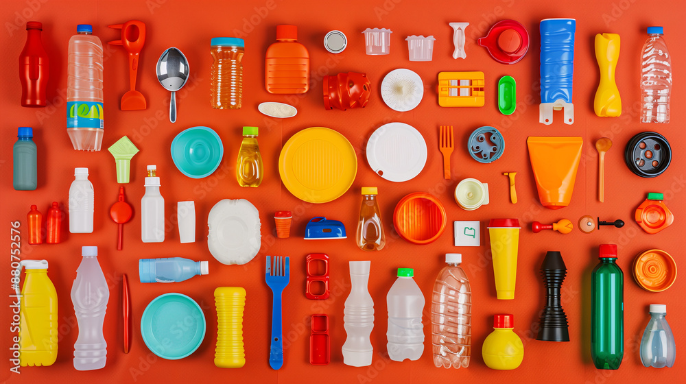 Seamless photo of plastic objects in order Seamless photo of plastic objects in order