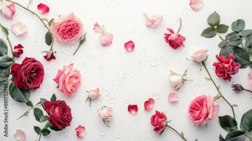 Fototapeta Naklejka Na Ścianę i Meble -  White background with roses