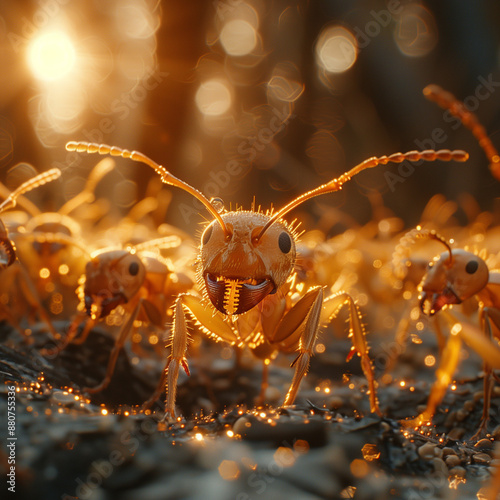 a group of small insects walking on a rocky surface

 photo