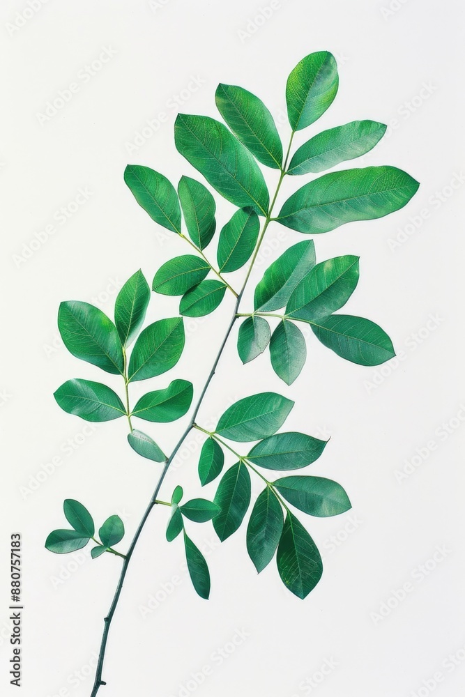 A single plant with green leaves on a white background, ideal for illustrations and designs A single plant with green leaves on a white background, ideal for illustrations and designs