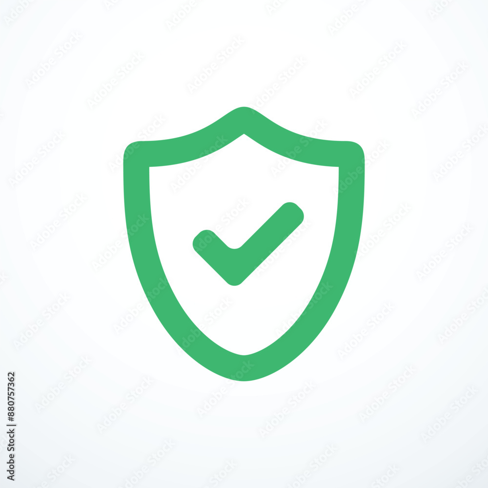 Green shield check mark icon. Vector illustration Green shield check mark icon. Vector illustration