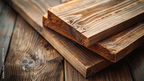 Close-up of Stacked Wooden Boards