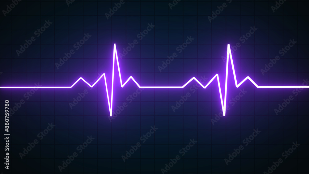 Nubes Globing Neon Heart Pulse Graphic Illustration Cardiogram heartbeat heat pulse glowing purple color neon light loop animated black background. Nubes Globing Neon Heart Pulse Graphic Illustration Cardiogram heartbeat heat pulse glowing purple color neon light loop animated black background.