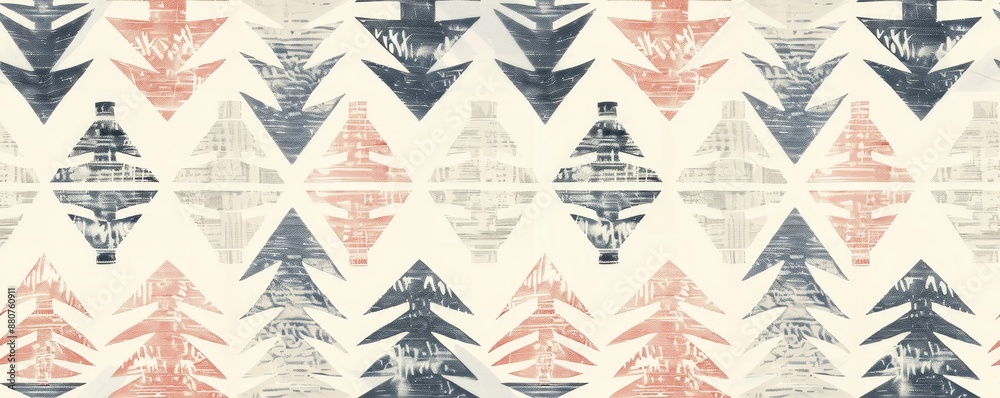 Obraz premium Seamless geometric arrow pattern in muted colors, perfect for backgrounds, textiles, and scrapbooking projects.