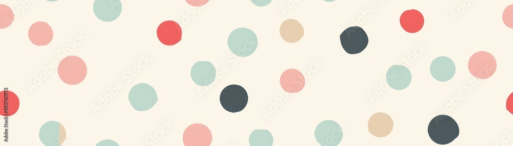 Seamless pattern with pastel colored polka dots on a beige background, perfect for fabric design, wallpaper, wrapping paper, and decor. Seamless pattern with pastel colored polka dots on a beige background, perfect for fabric design, wallpaper, wrapping paper, and decor.