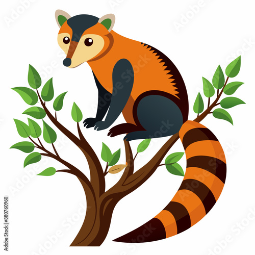 Coati in tree vector illustration