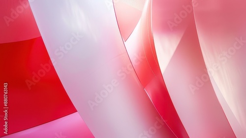 Pink and white curvy and wavy abstract shapes with shadows photo