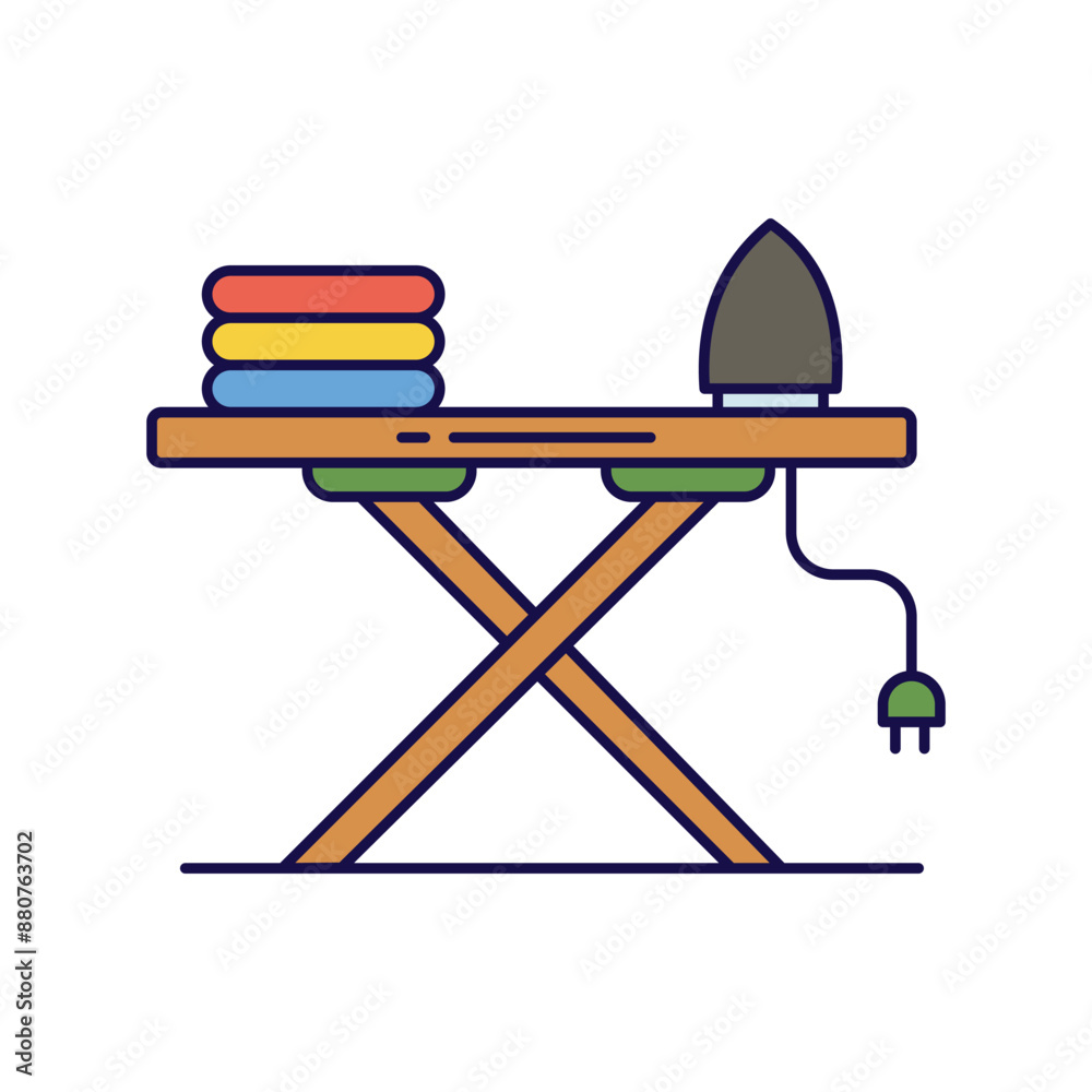 iron table color line icon with white background vector stock illustration iron table color line icon with white background vector stock illustration