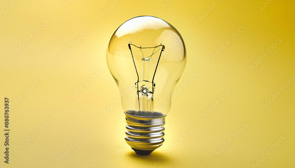 Incandescent light bulb on yellow background. Creative concept, innovation technology success Incandescent light bulb on yellow background. Creative concept, innovation technology success