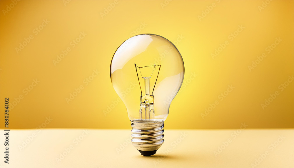 Incandescent light bulb on yellow background. Creative concept, innovation technology success Incandescent light bulb on yellow background. Creative concept, innovation technology success