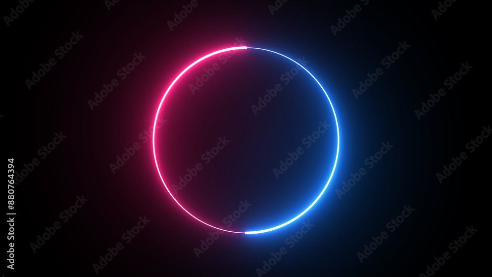 Round neon blue and pink and green frame against the black background of following .frame made of moving neon lights. Empty frame electric power round border glowing, burning flame sign. Round neon blue and pink and green frame against the black background of following .frame made of moving neon lights. Empty frame electric power round border glowing, burning flame sign.