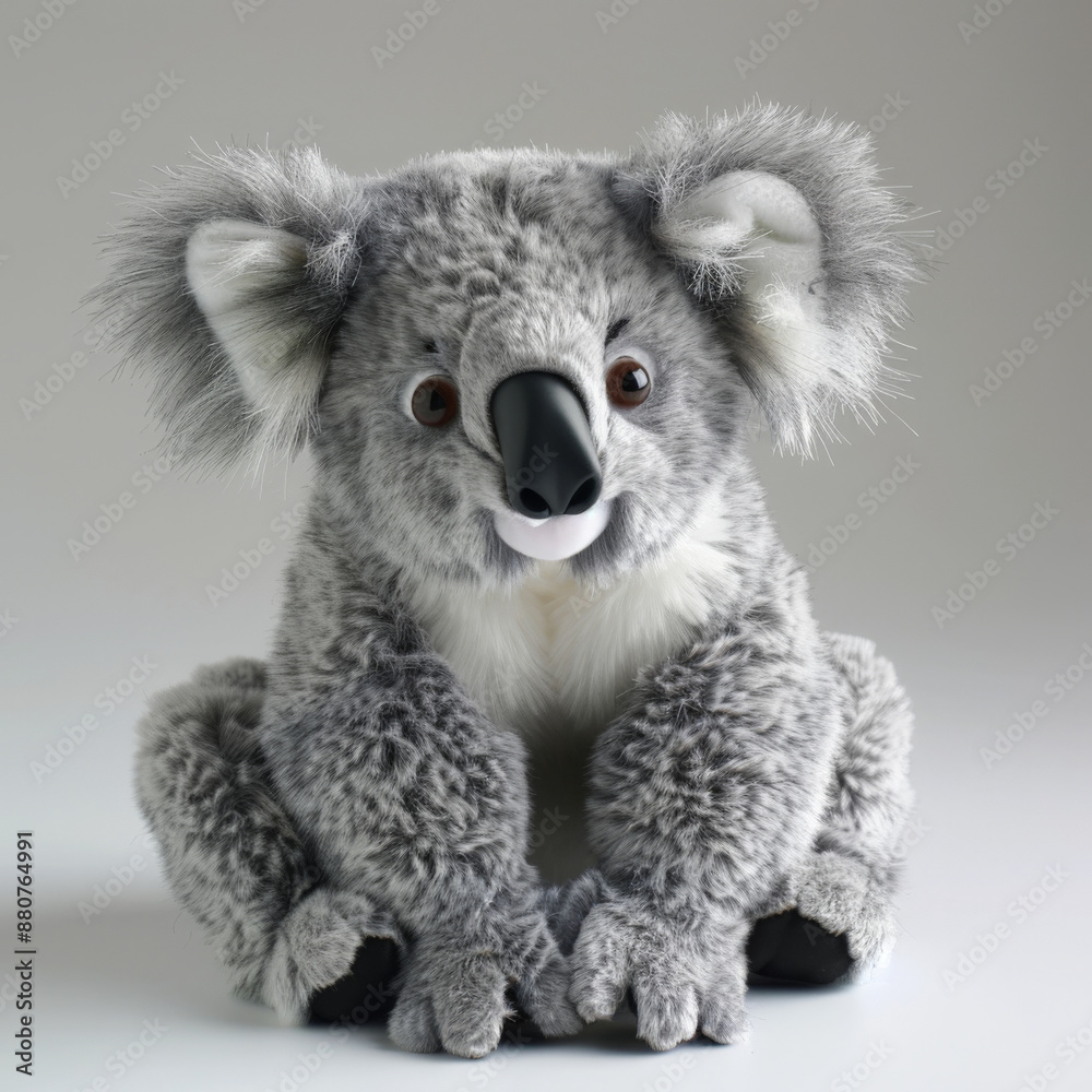Obraz premium A soft and huggable stuffed koala bear, isolated on white background.