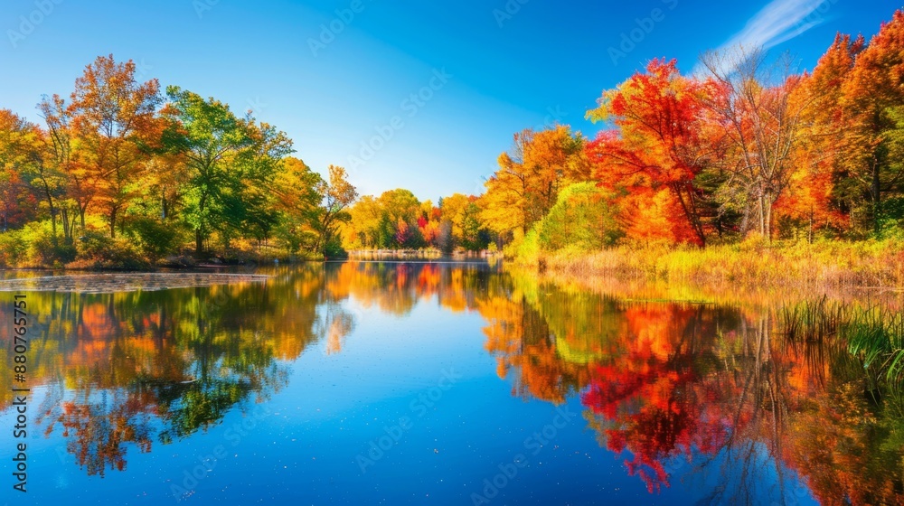 Autumn Reflections in a Calm Lake. Autumn Reflections in a Calm Lake.
