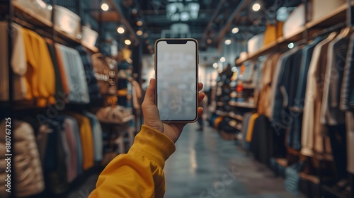 Handheld Mobile Device Displayed in Clothing Store Window