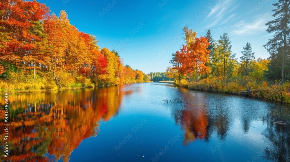 Autumn Reflections in a Tranquil Lake. Autumn Reflections in a Tranquil Lake.