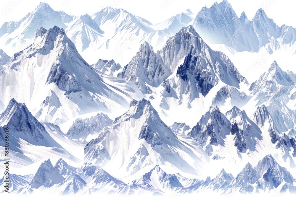 Snow-covered peaks and valleys, perfect for winter scenes or nature photography Snow-covered peaks and valleys, perfect for winter scenes or nature photography