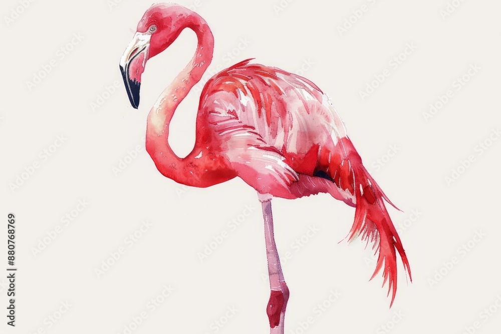 Naklejka premium Pink flamingo standing illustration