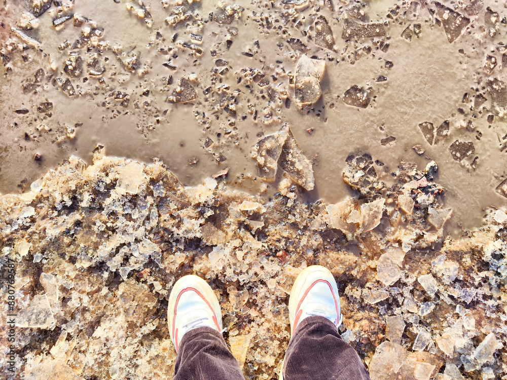 Fototapeta premium shoes on the beach